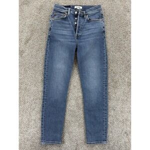 Re/Done Jeans Womens 25 Blue Mid 70s Wash High Rise Ankle Crop in 20 Years Denim